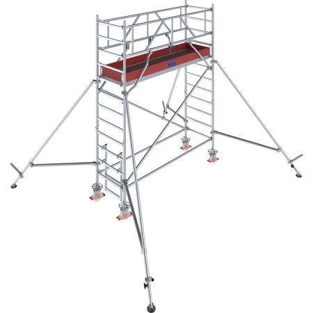 Aluminiowe rusztowanie jezdne Krause STABILO 1000 (2,50 × 0,75 m) – wysokość robocza 4,3–14,3 m